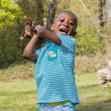 Organic Cotton Turquoise Stripe T-Shirt with Pocket