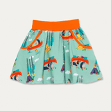 Organic Cotton Skort with Pockets and Dog and Hedgehog Print