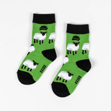 Green Kids Socks with Sheep on them