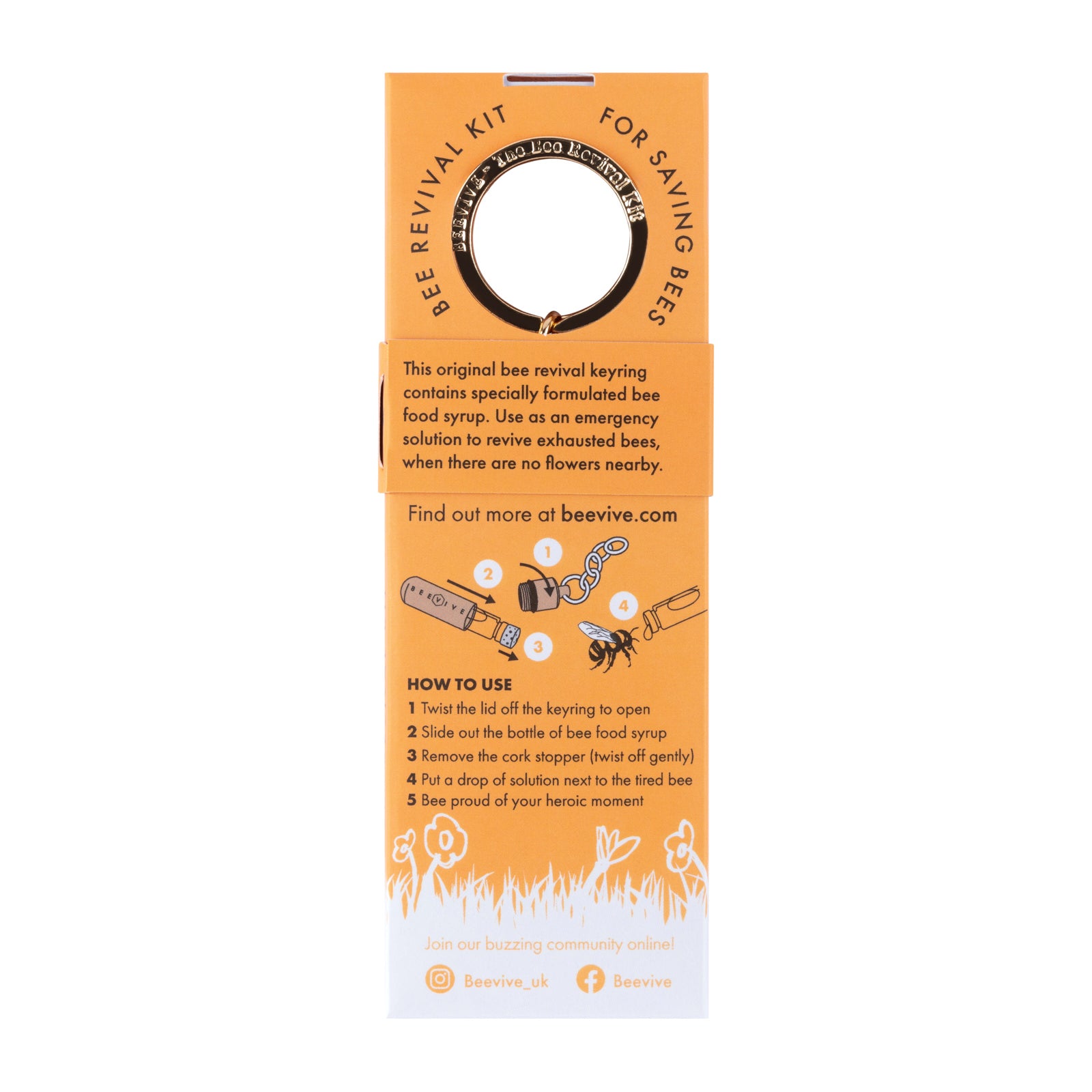 The back of the Bee Revival Kit Pack with instructions for how to use