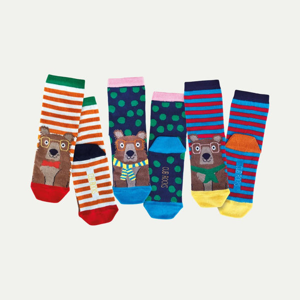 Image of 3 Cub Rocks Animals Socks - with bears on each of them