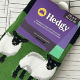 Close up of Hedgy green sheep socks