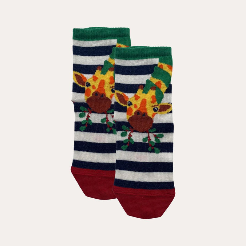 Pair of children's socks with a fun giraffe design