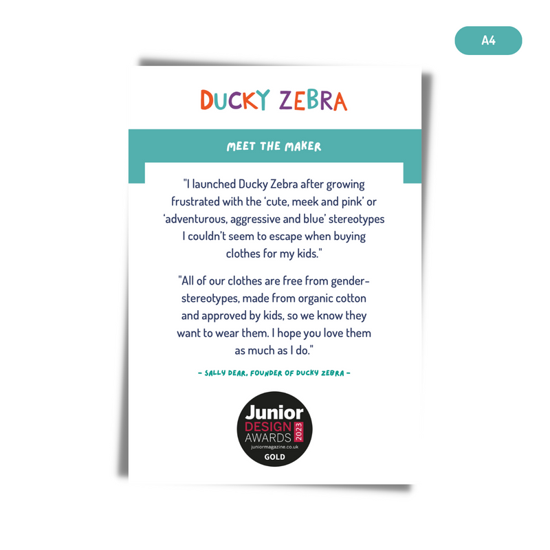 A4 'Meet the Maker' Ducky Zebra Poster