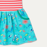 Organic Cotton 'Under the Sea' Dress with Coral Stripes
