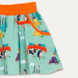 Organic Cotton Skort with Pockets and Dog and Hedgehog Print