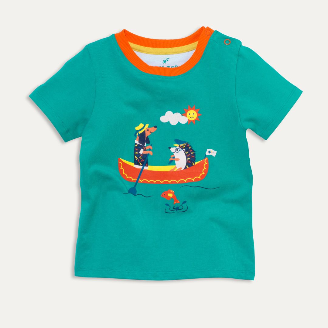 Organic Cotton Unisex Kids Turquoise T-Shirt | Ducky Zebra